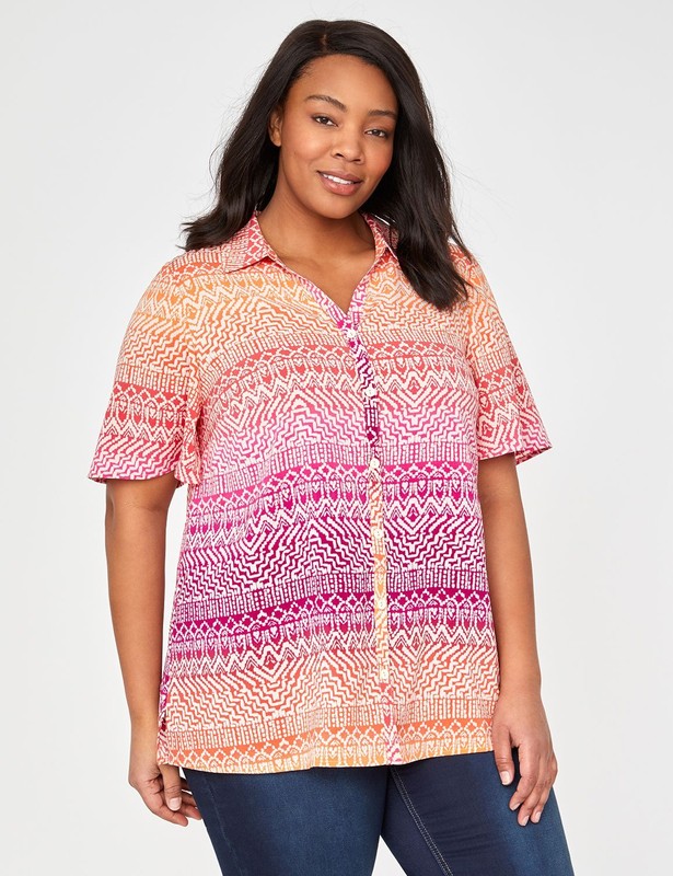 CATHERINES SUNSET HORIZON OMBRE BUTTONFRONT BLOUSE **BRAND NEW** OXWP LOOK!