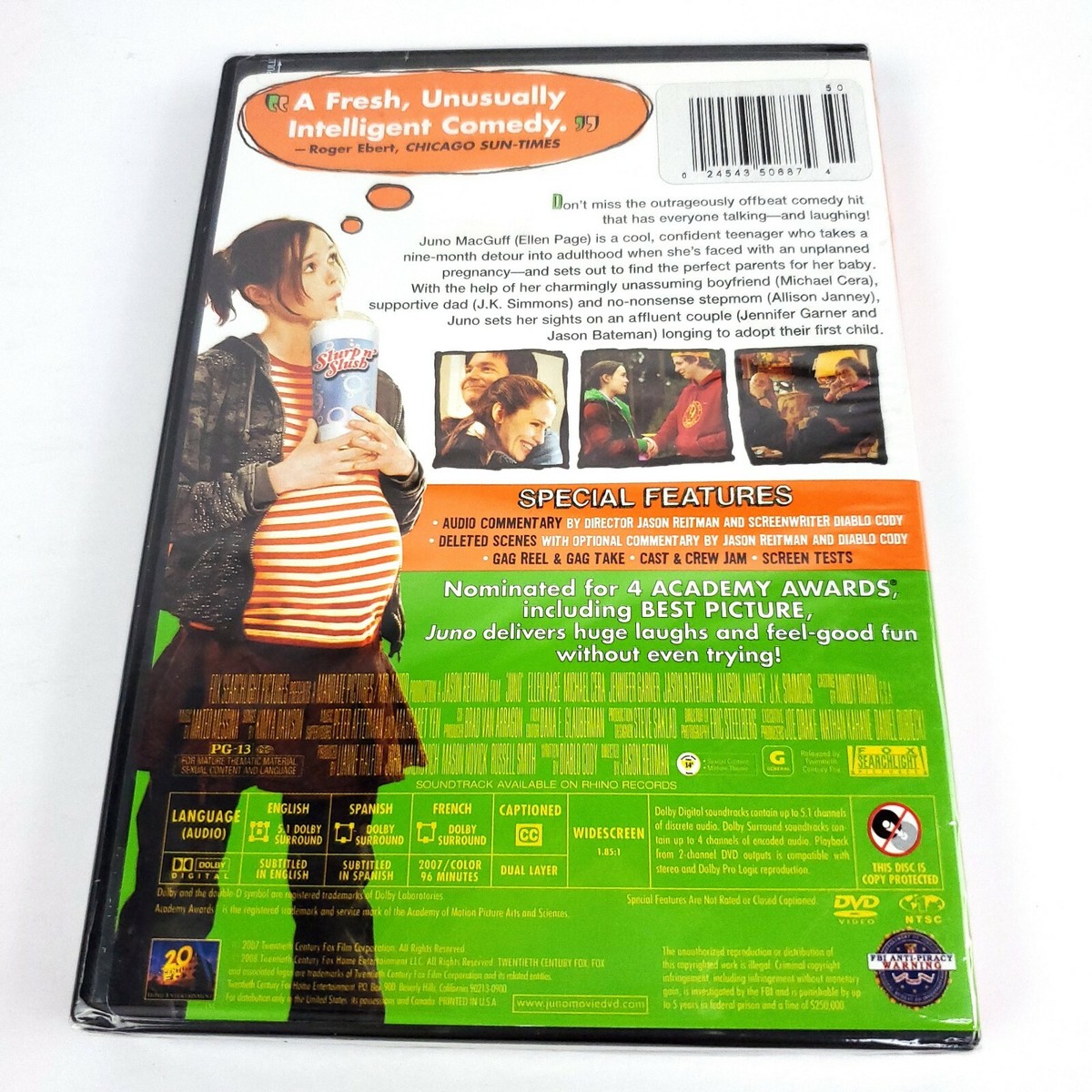 Juno (DVD, Widescreen) Jennifer Garner, Jason Bateman, Ellen Page