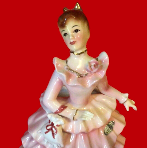 ENESCO VIENNESE WALTZ GIRL FIGURINE PLANTER VINTAGE RARE PORCELAIN 7 1/2" - Picture 3 of 14