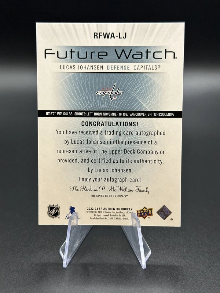 Lucas Johansen 2022-23 SP Authentic Retro Future Watch Auto RFWA-LJ /699 - Image 2 of 2