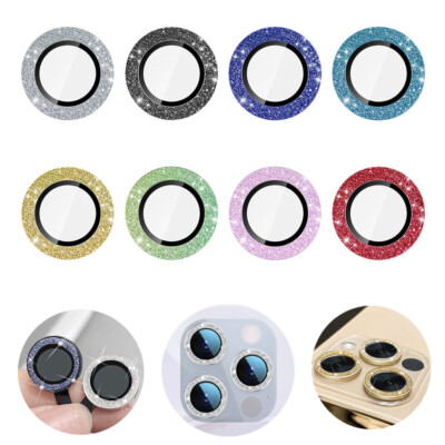 For Iphone 13 12 Camera Lens Tempered Glass Protector Glitter Metal Ring Cover Ebay