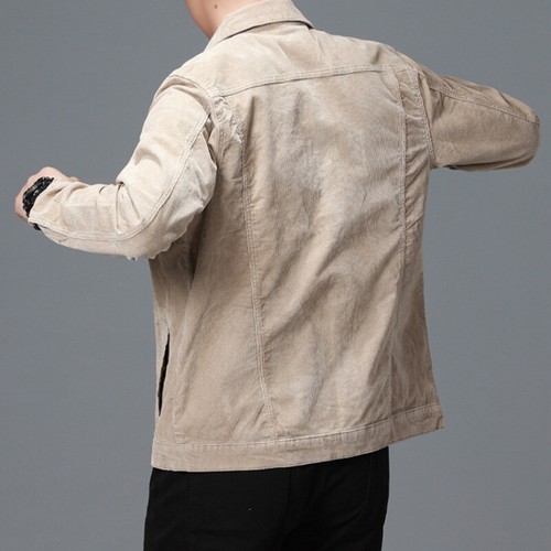 Herren Cordjacke Taschen Knopfleiste Retro Western Trucker Mantel Oberteil schmal - Bild 5 von 20