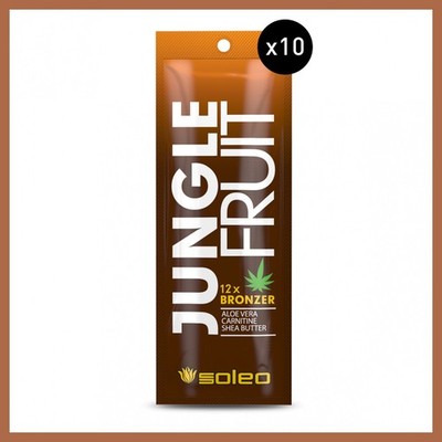 10 x 15 ml Soleo JUNGLE FRUIT Bronzer Sonnenbank Bräunungslotion Creme Beutel