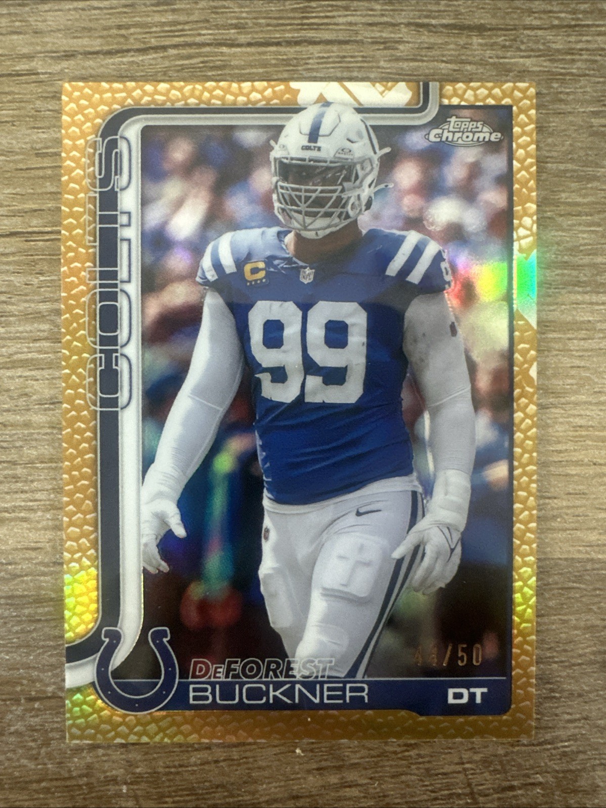GOLD Football Leather 2025 Topps Chrome Football /50 Deforest Buckner