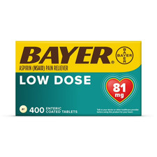 🔥 Bayer Low Dose Aspirin Regimen - 400 Tablets 81 mg enteric coated EXP 04/2027