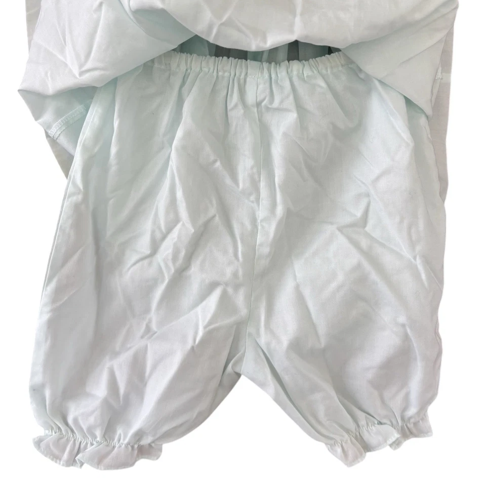 Conjunto de Vestido y Florers Vintage Petit Ami Bordado Verde Menta 9 Meses Cottagecore Foto 4 de 4
