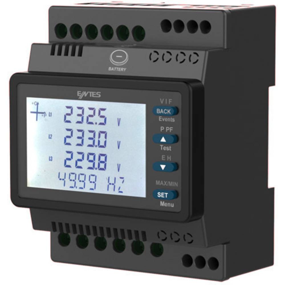 Appareil de mesure numérique réseau triphasé ENTES MPR-25S-22 rail DIN