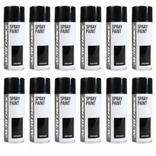 12 x AEROSOL GLOSS BLACK SPRAY PAINT AUTOCHOICE CAR MULTI-PURPOSE 400ML