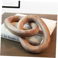 Wood Chain Link Decor – 13” Wooden Decorative Object for Coffee Table Natural