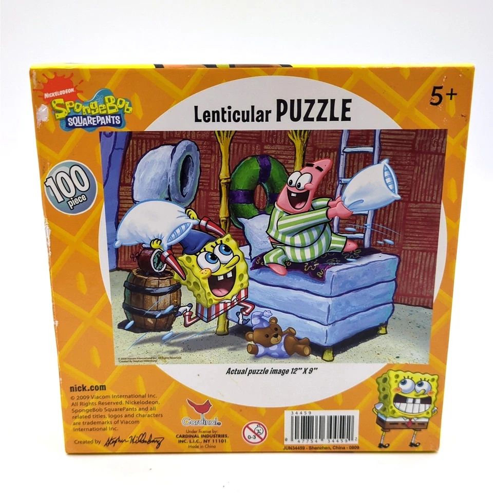 Bob Esponja Pantalones Cuadrados 100 Piezas 12" x 9" Rompecabezas Lenticular Cara Sellada Efecto 3D Foto 4 de 4