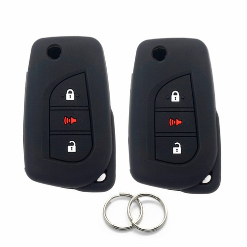 2Pcs Black Silicone for 2017 2018 Toyota Corolla IM 3 Buttons Key Case Fob Cover - Picture 1 of 6