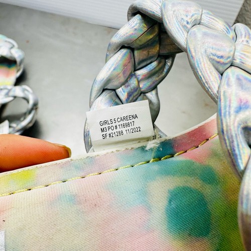 DV By Dolce Vita Slip On Girls Sandal 5 Braided Straps Rainbow Silver Careena - Picture 6 of 8