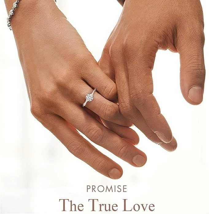 Anillo de compromiso de moissanita de plata 925 Twisted Vine chapado en oro blanco 1 quilate, talla 7 - Imagen 3 de 4