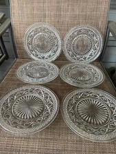 6 Imperial Glass Cape Cod Clear 8 1/8" Salad Plates EUC