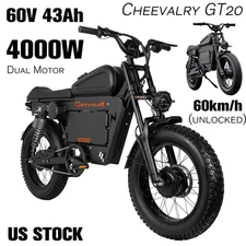 CHEEVALRY GT20 4000W Electric Motorcycle 60V 43AH 20*4.5" Fat tire E-bike US