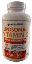 Wholesome Wellness Liposomal Vitamin C 1500mg Supplement 200 Capsules