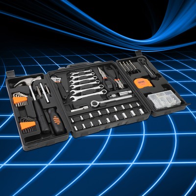 Orange Garage Drop Forged Steel Home Repair Toolbox 160-Piece Tool Kit Package
