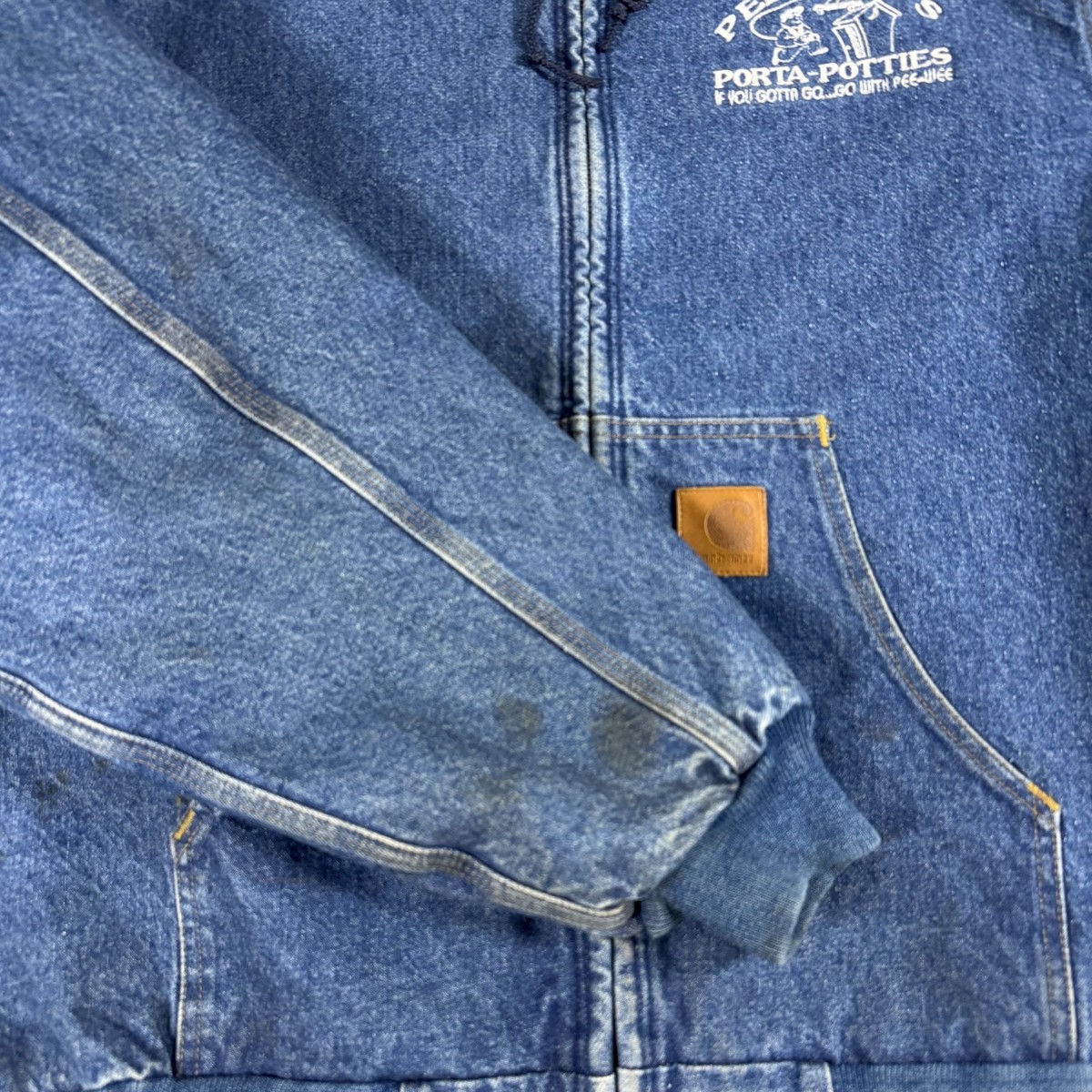 Vintage Carhartt Mens XL Denim Jacket J08 DST Embroidered Blanket