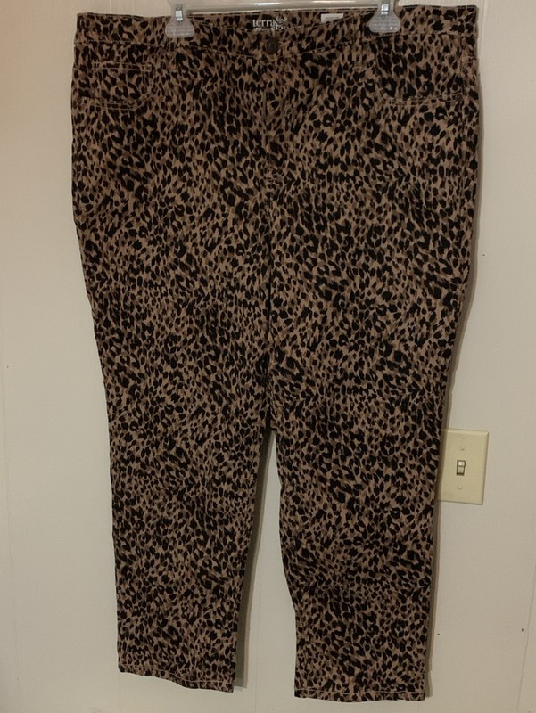 Terra&Sky Womens Animal Print Pants Size 18W Petite Straight Leg