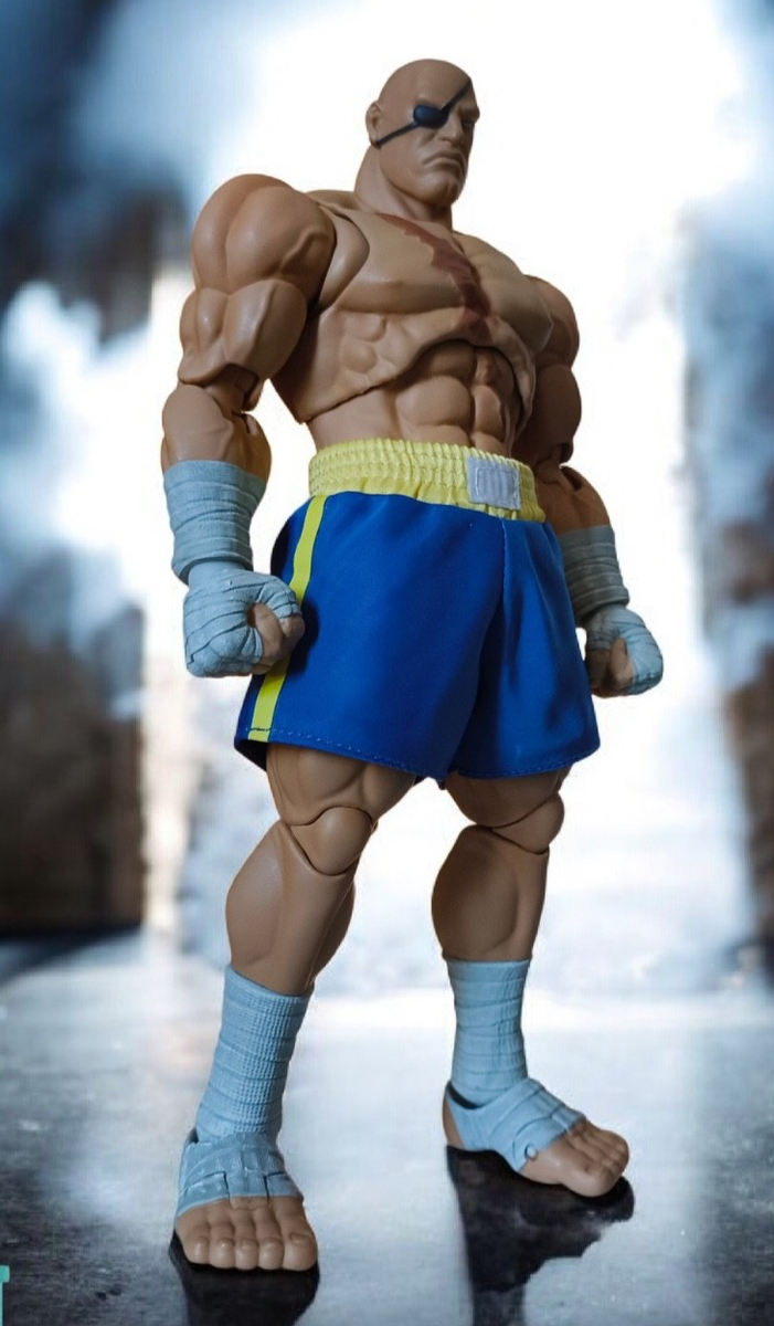 BW-SGT-BLU: 1/12 Blue Fabric Boxing Shorts for Storm Arena Sagat