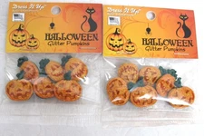 2 x Dress It Up Button Glitter Pumpkins Halloween Embellishments New