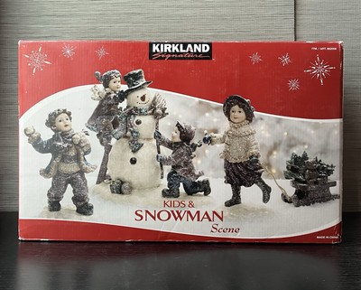 Large Kids & Snowman Scene Seasonal Decor in Original Box, Kirkland Signature