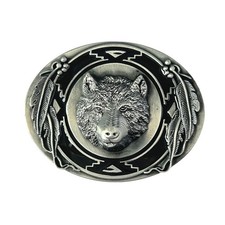 Western Belt Buckles for Men Women Cowgirl, Vintage 3D Wolf Head Animal Rodeo...