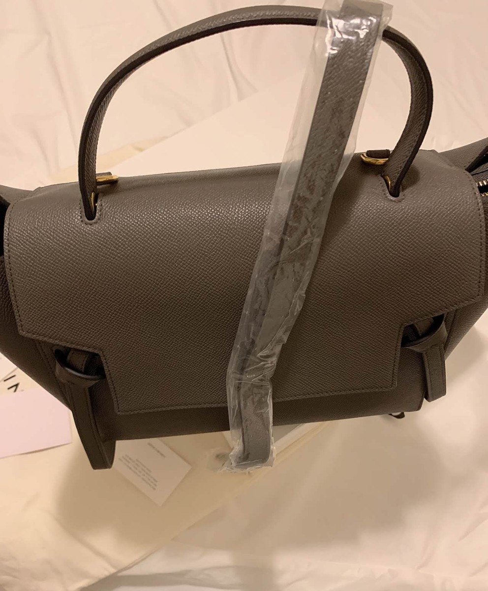 CELINE Belt Bag Shoulder Bag Mini Gray Leather for sale