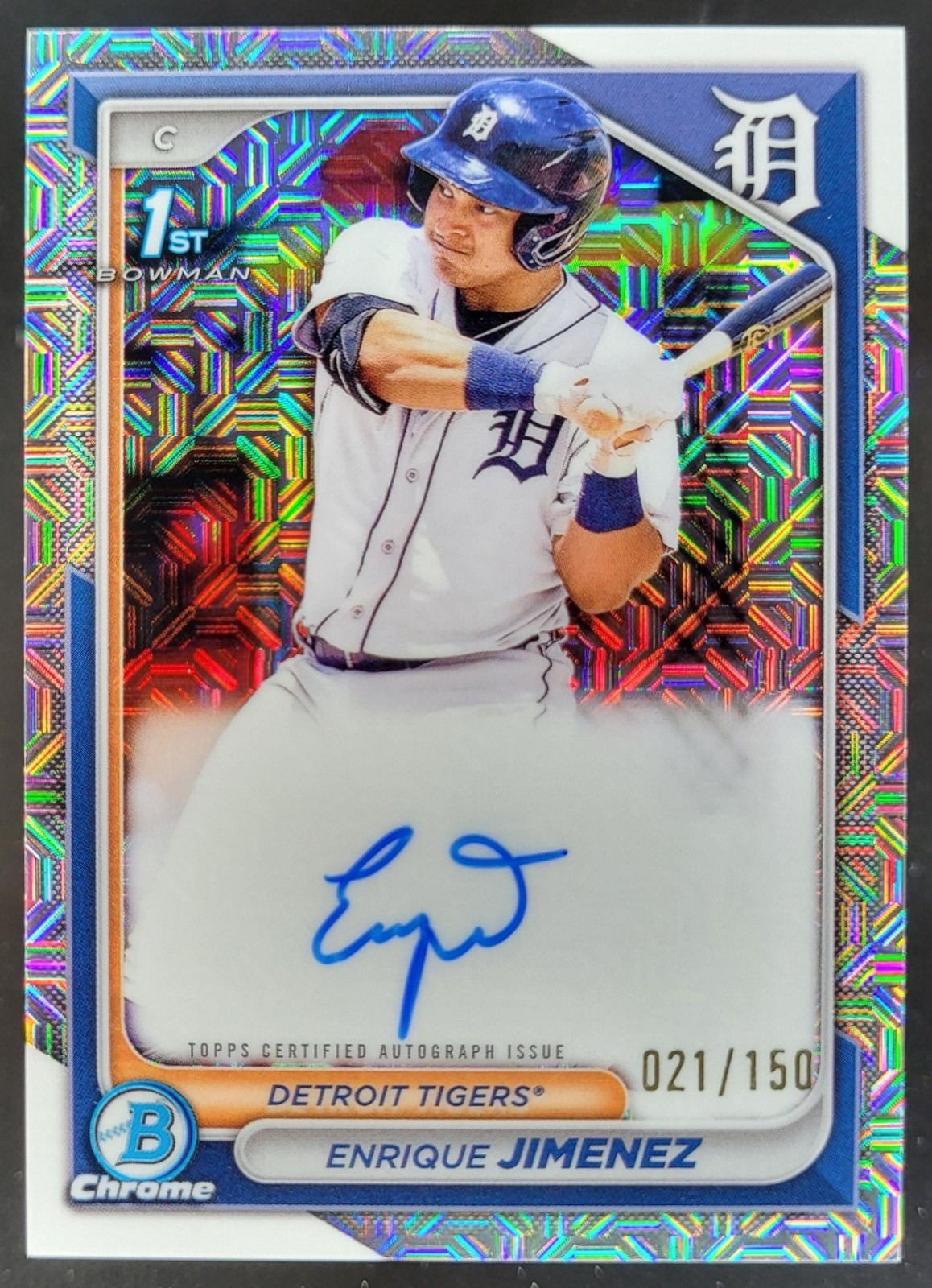 2024 Bowman Chrome Enrique Jimenez Auto HTA Choice Refractor /150 1st Tigers RM5