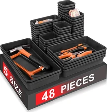 Takytao【48Pcs】【5 Size】Tool Box Organizer, Drawer Tool Organizer Tray Divider Set