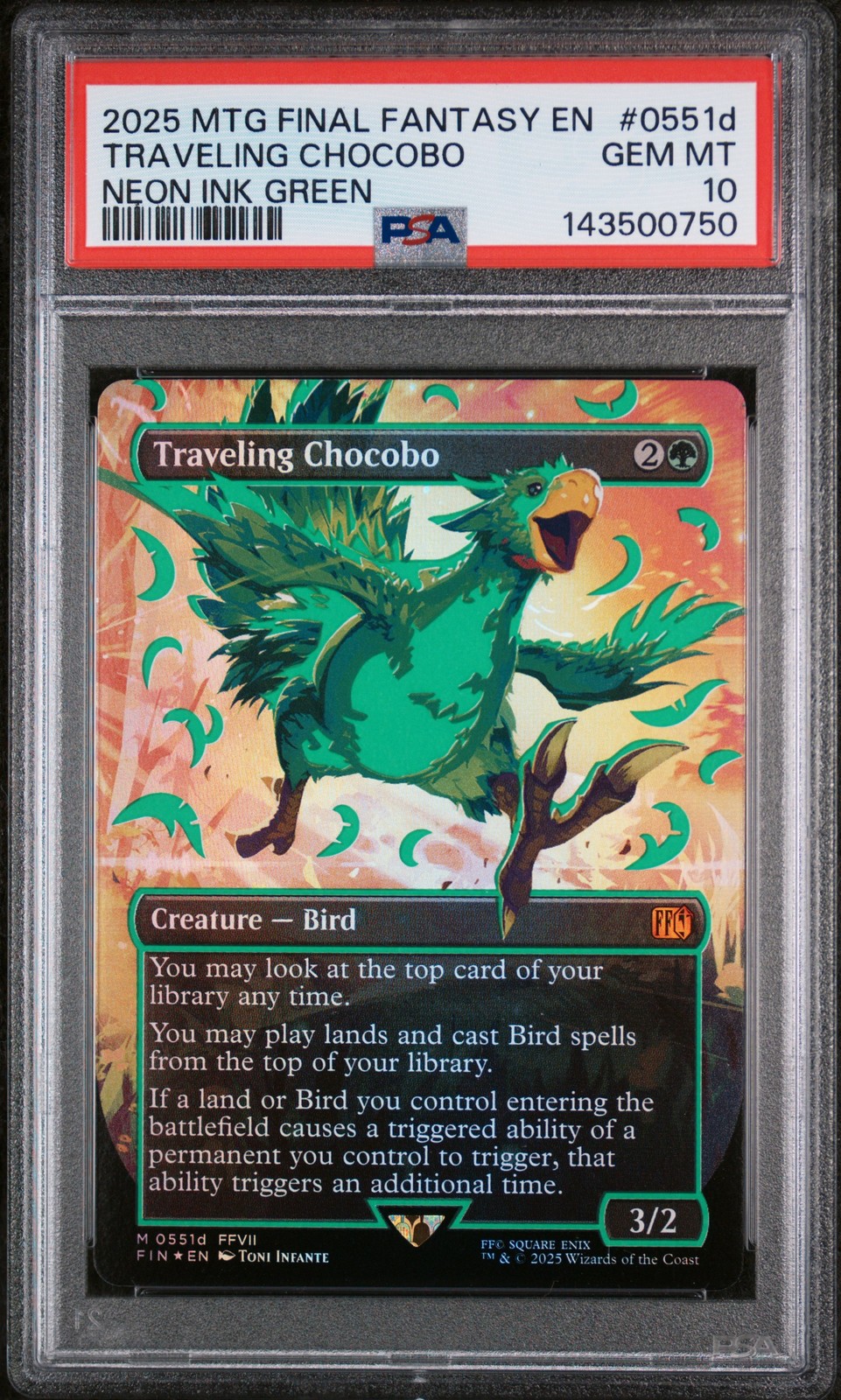 Traveling Chocobo Neon Ink Green PSA 10 Magic The Gathering Final Fantasy #0551d