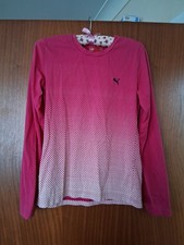 Puma Pink White Ladies Long Sleeve Exercise Top Size L