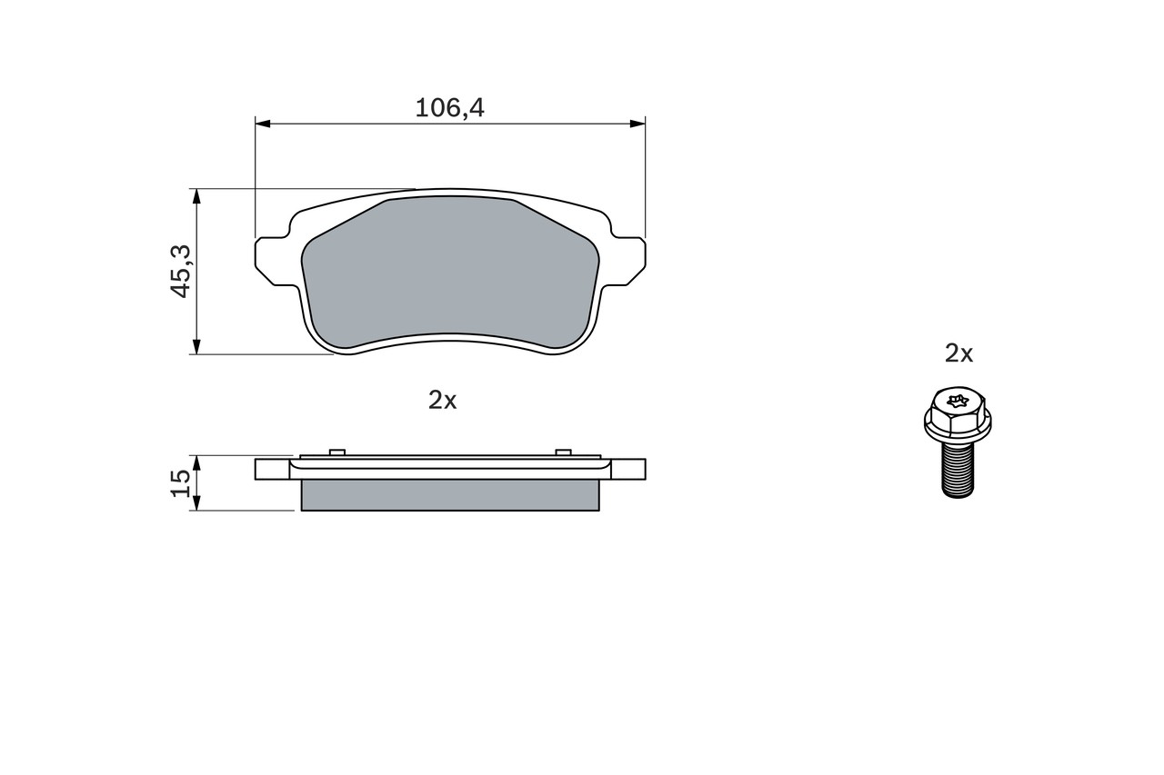 0 986 494 723 Bosch brake pad set, disc brake for Renault
