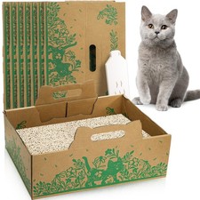 WUWEOT 8 Pack Disposable Cat Litter Boxes, 15.8 x 11.7 x 5.8 Inch Leakproof D...