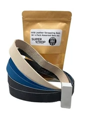 1 X 18 inch Assorted Sharpening Belt Kit with Super Strop Leather Honing Strop