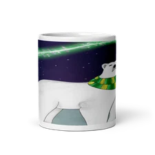 Enchanting Winter Wonderland 11oz Mug with Polar Bear and Northern Lights