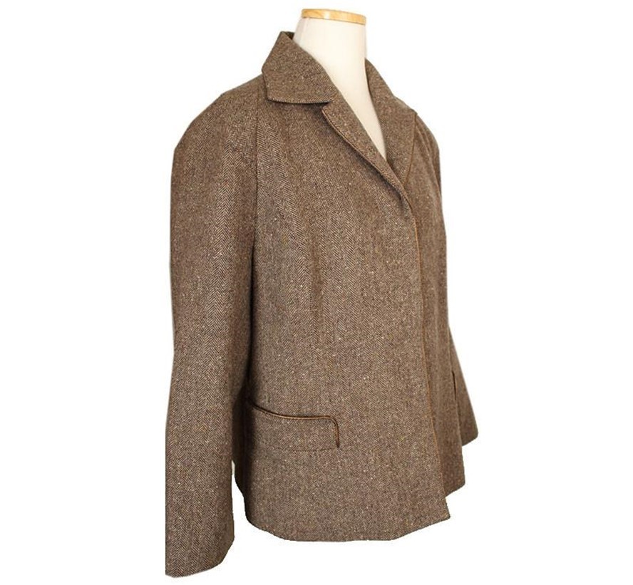 Giacca in misto lana con bordo raso a spina di pesce altra marca 55 26810504