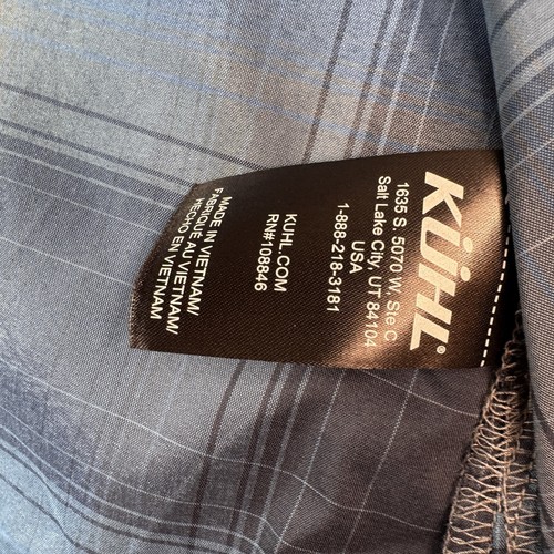 Kuhl Shirt Men's XXL Blue Plaid Response Short Sleeve Outdoors Alaskan Night - Picture 8 of 12