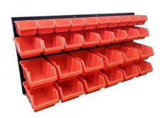 2x Rack Organizzatore Attrezzi Pegboard + 30 Contenitori Rosso Officina Garage Fai da Te