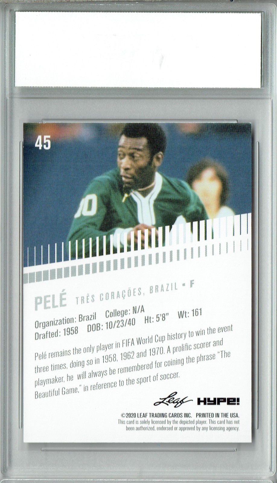 Pele 2020 Leaf HYPE! #45 Only 5000 Made Brazil World Cup Card PGI 10 view 2