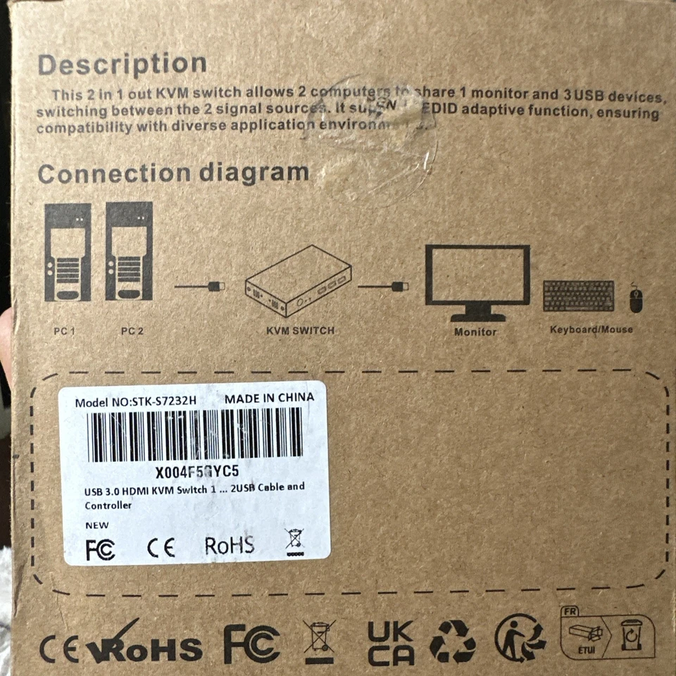 Steetek 2 Port DP USB 3.0 KVM Switch 4K@60Hz, KVM Switch Displayport 2 in 1 - Image 2 of 4