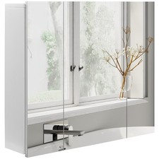Medicine Cabinet, Bathroom Mirror Cabinet with Doors and Shelves, White