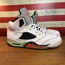 Nike Air Jordan 5 Retro "Pro Stars" White/ Poison Green Mens Size 9.5 BEATER