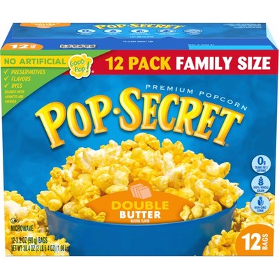 Double Butter Microwave Popcorn 12ct (3.2oz Bags), 38.4oz Box (Pack of 1) - M...
