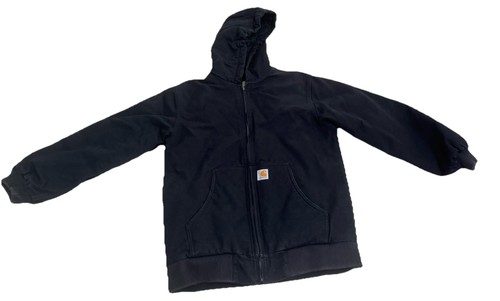 Carhartt Youth Quilted Lining Jacket Boys XL 18/20 Black Canvas Hooded RN13706 - Picture 5 of 12