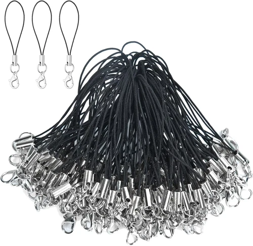 Phone Charms Strap with Lobster Clasp,Lanyard Cell 100Pcs Black - Picture 1 of 6