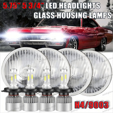For Chevy Impala El Camino 4pcs 5.75 5 34 Headlights Hilo Sealed Beam