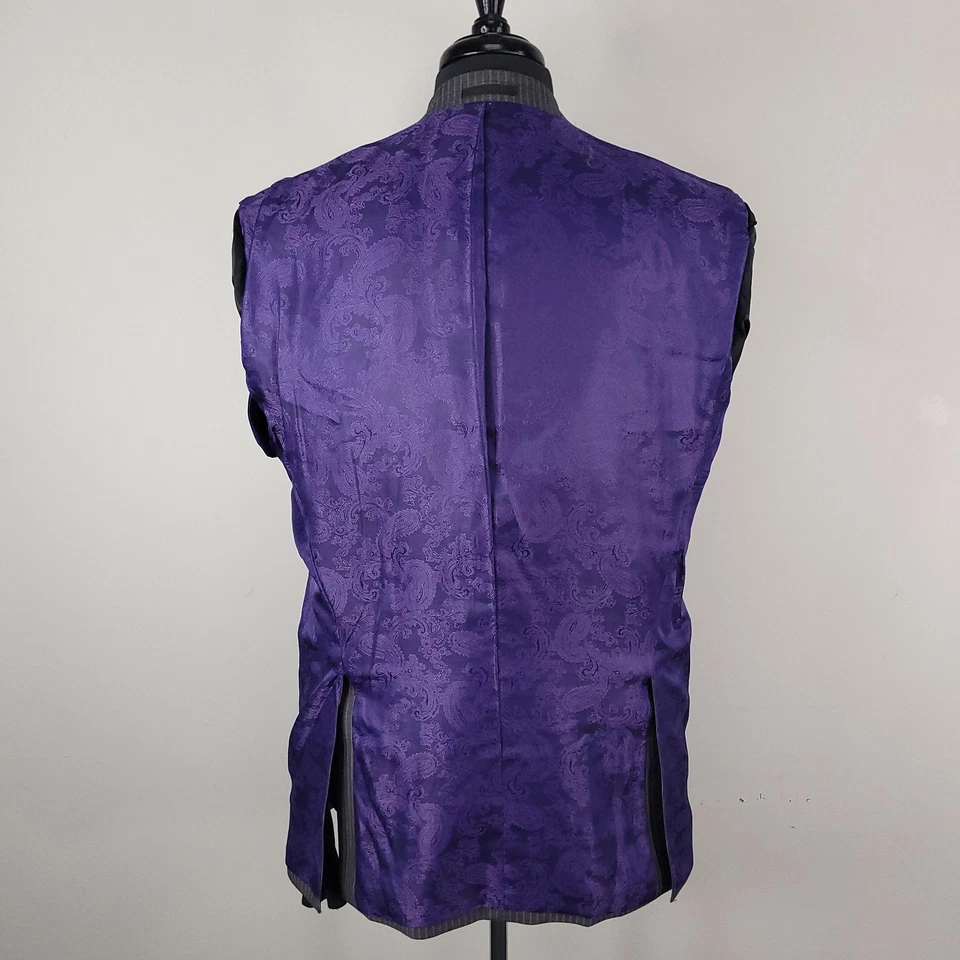 Andrew Fezza Suit Mens 40R Gray Pinstripe 2 Button Jacket Cuffed Pants Austin - Image 4 of 4