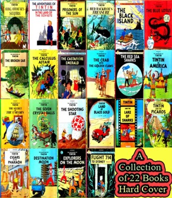 Tintin Comics Books Collection Set - 22 Hardcovers - Big Sized - By Herge - New