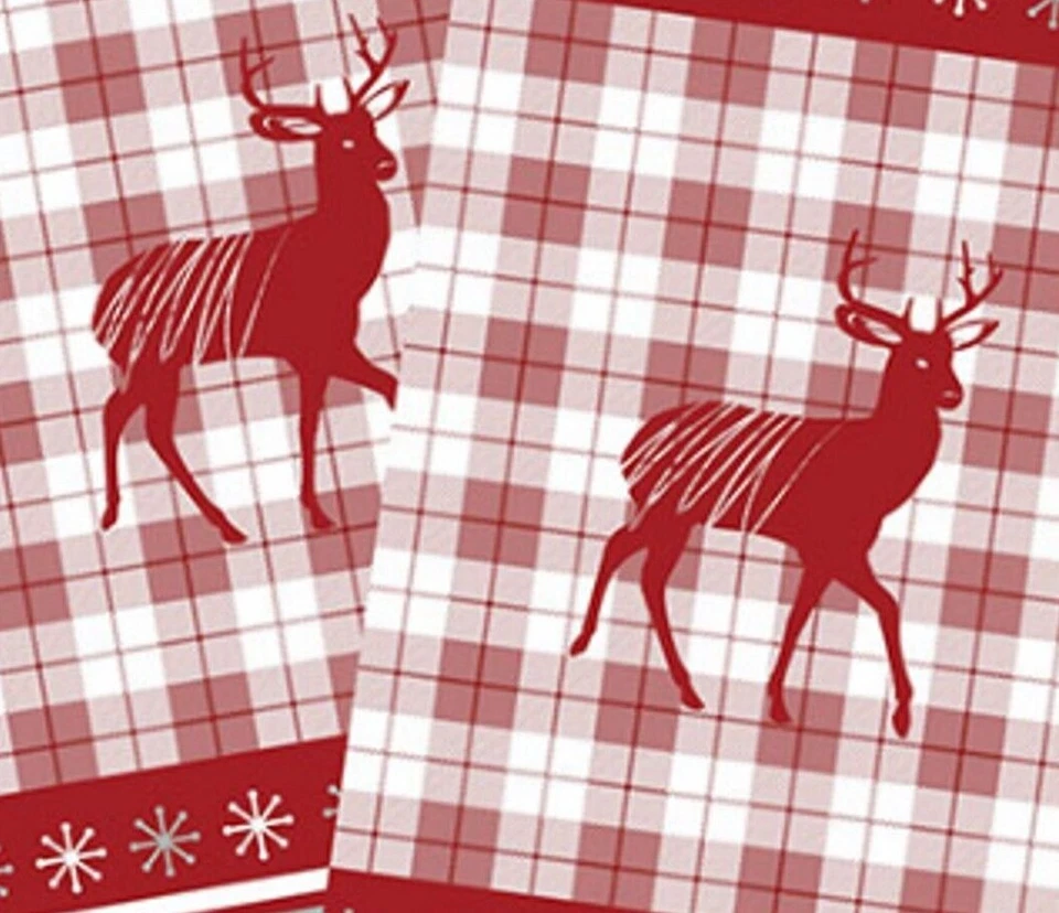 2er Set Geschirrtücher 40 x 70 cm Baumwolle Hirsch rot weiß Landhausstil - Bild 2 von 2